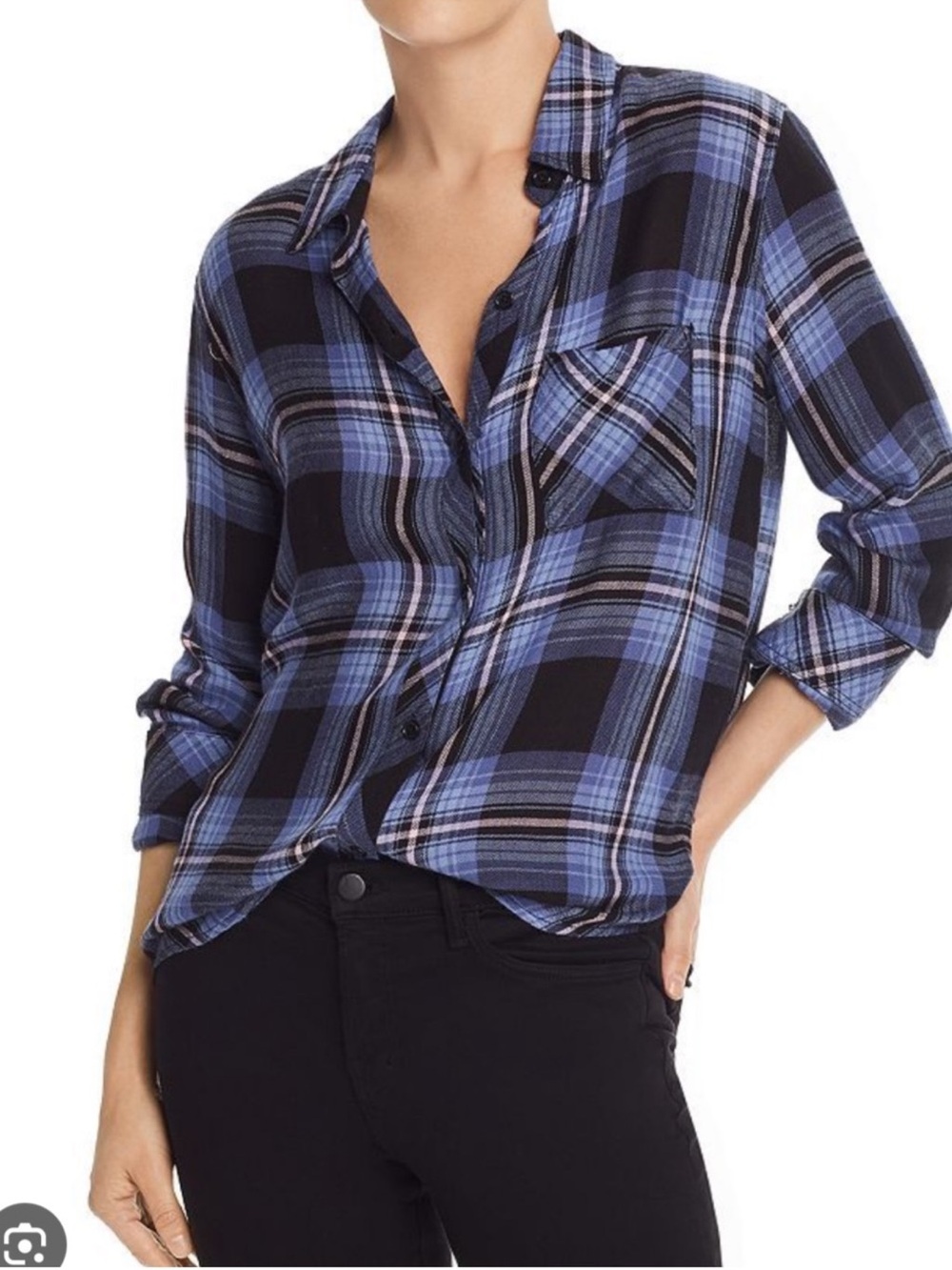 Rails Blue & Black Plaid Button-Down Shirt